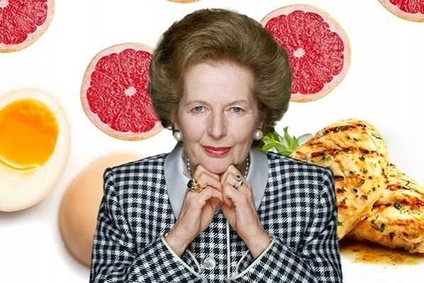 Margaret Thatcher an hir Ernährung Liewensmëttel